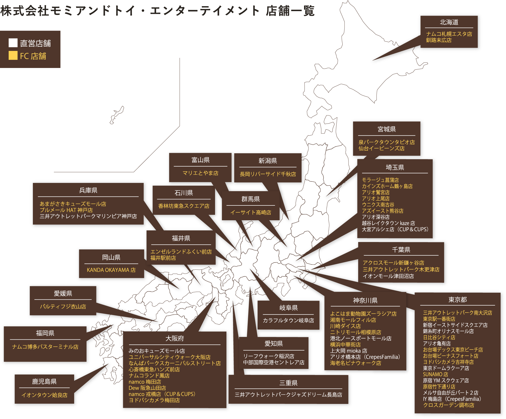 株式会社モミアンドトイ・エンターテイメント 店舗一覧 株式会社モミアンドトイ・エンターテイメント 店舗一覧